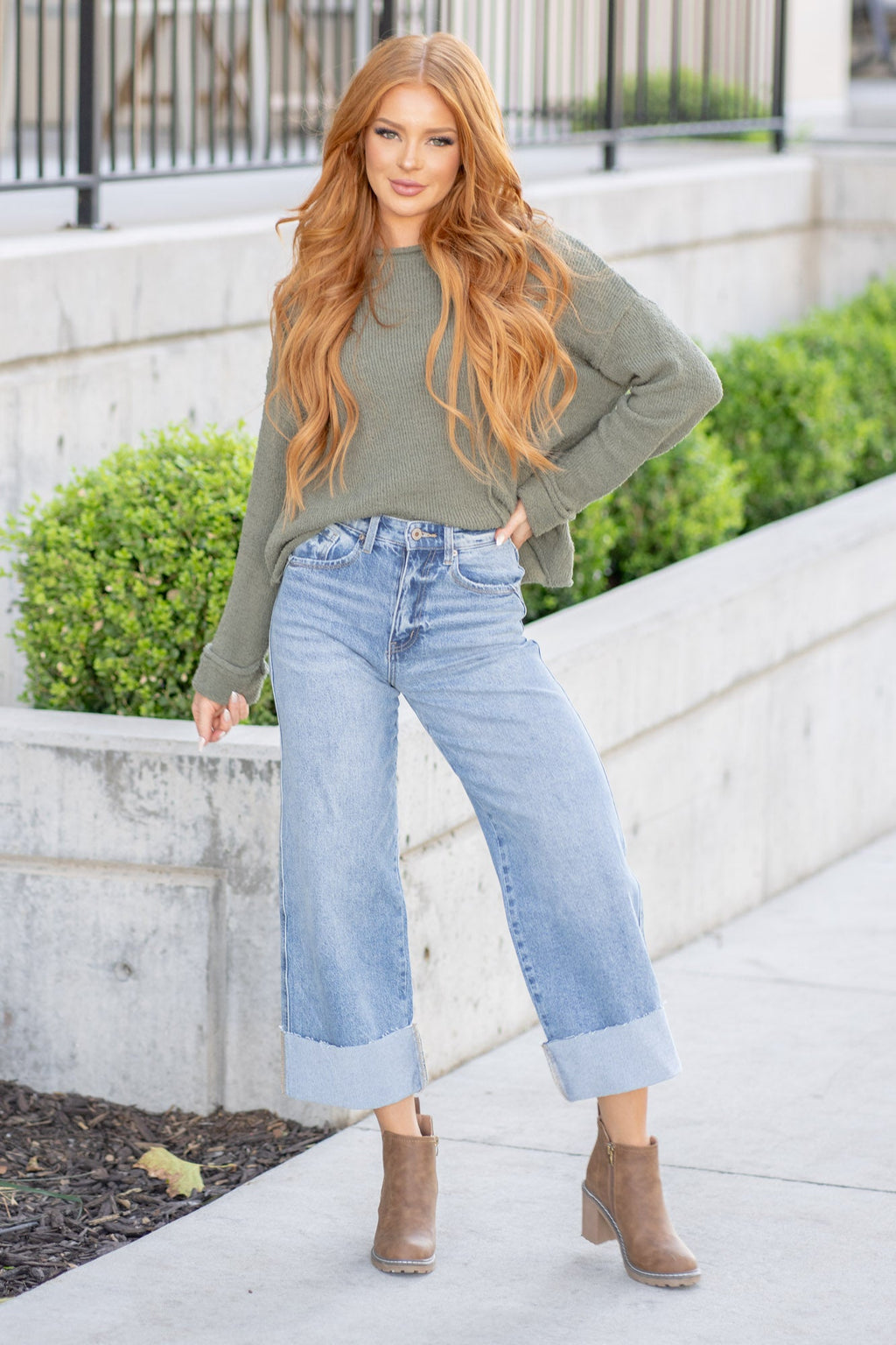 Kolbie High Rise Cuffed Wide Leg Jeans Regular & Plus Sizes