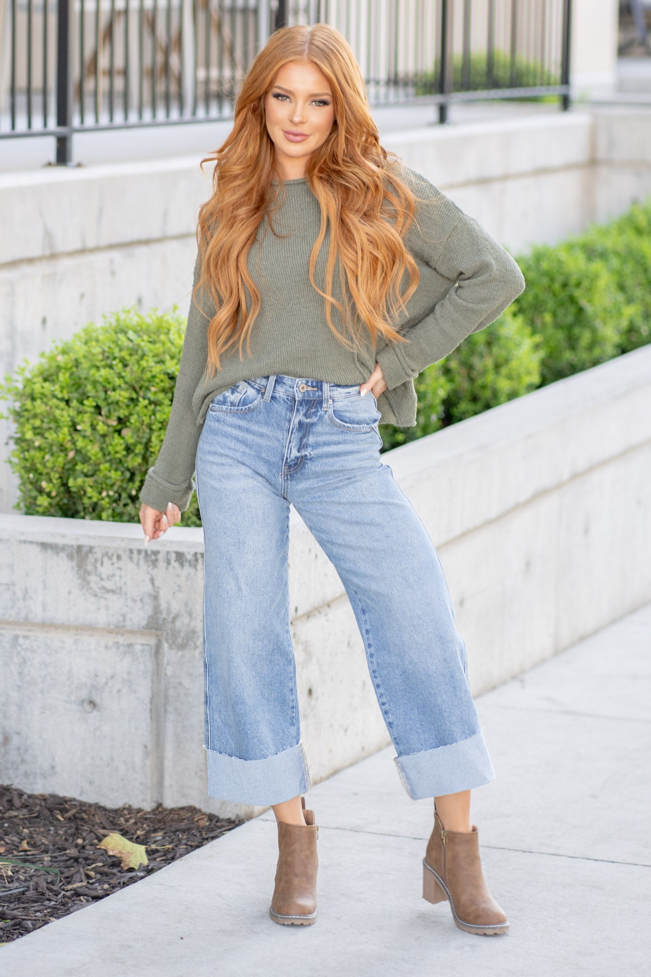 Kolbie High Rise Cuffed Wide Leg Jeans Regular & Plus Sizes