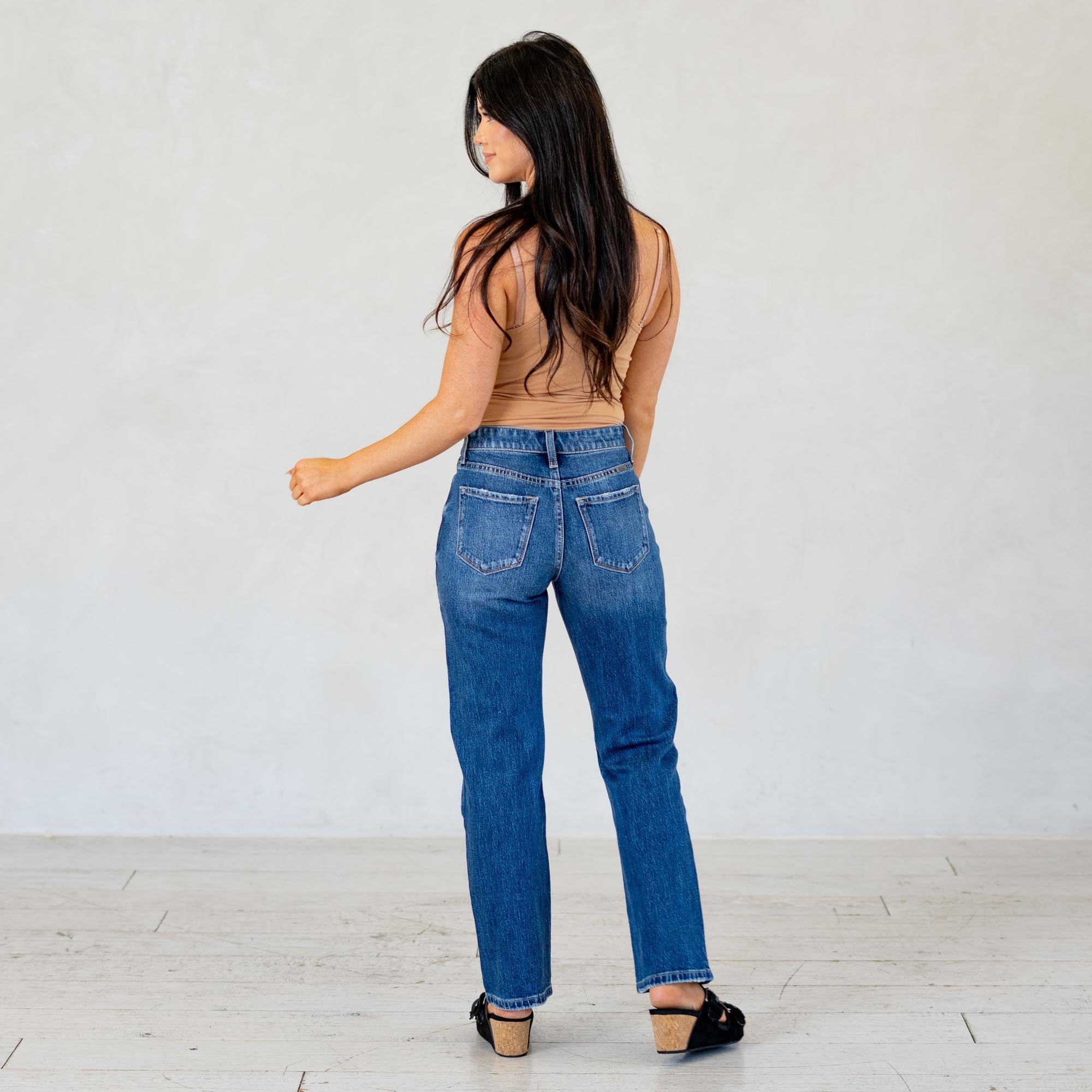 KanCan Renata High Rise Straight Jeans Dark Blue Wash