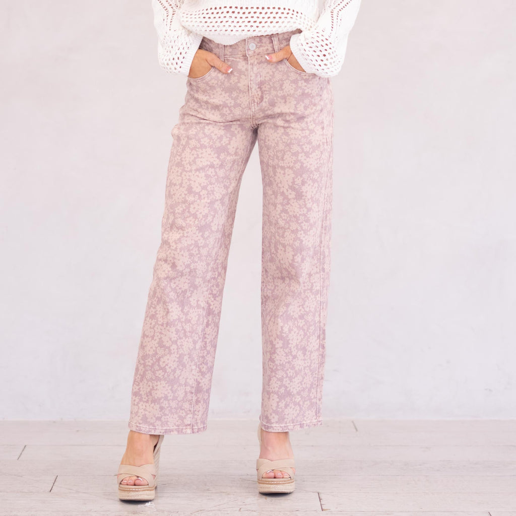 KanCan Roselynn High Rise Wide Leg Dusty Rose