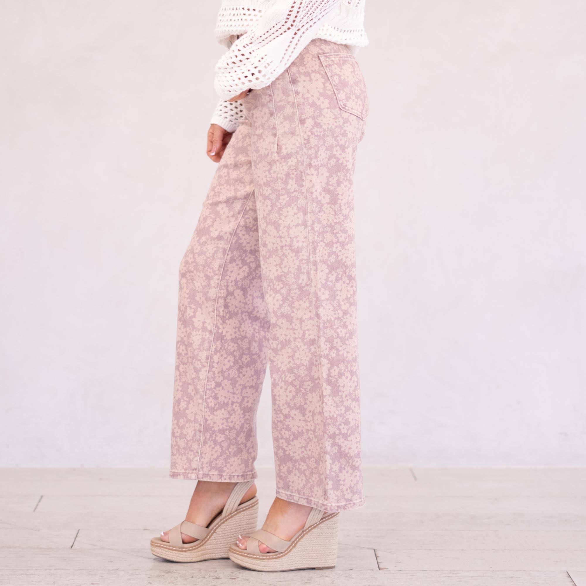 KanCan Roselynn High Rise Wide Leg Dusty Rose