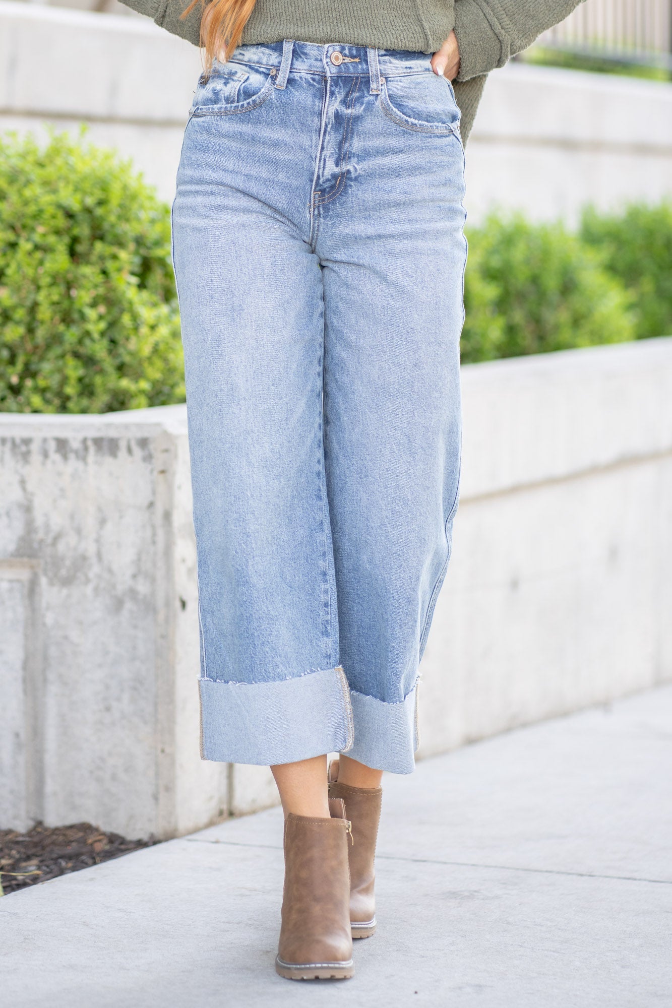 Kolbie High Rise Cuffed Wide Leg Jeans Regular & Plus Sizes