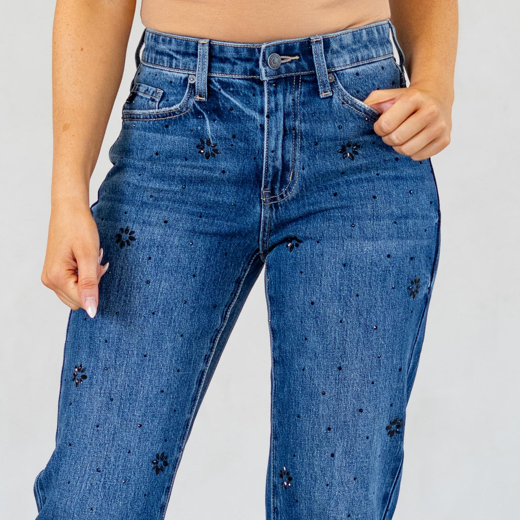 KanCan Renata High Rise Straight Jeans Dark Blue Wash