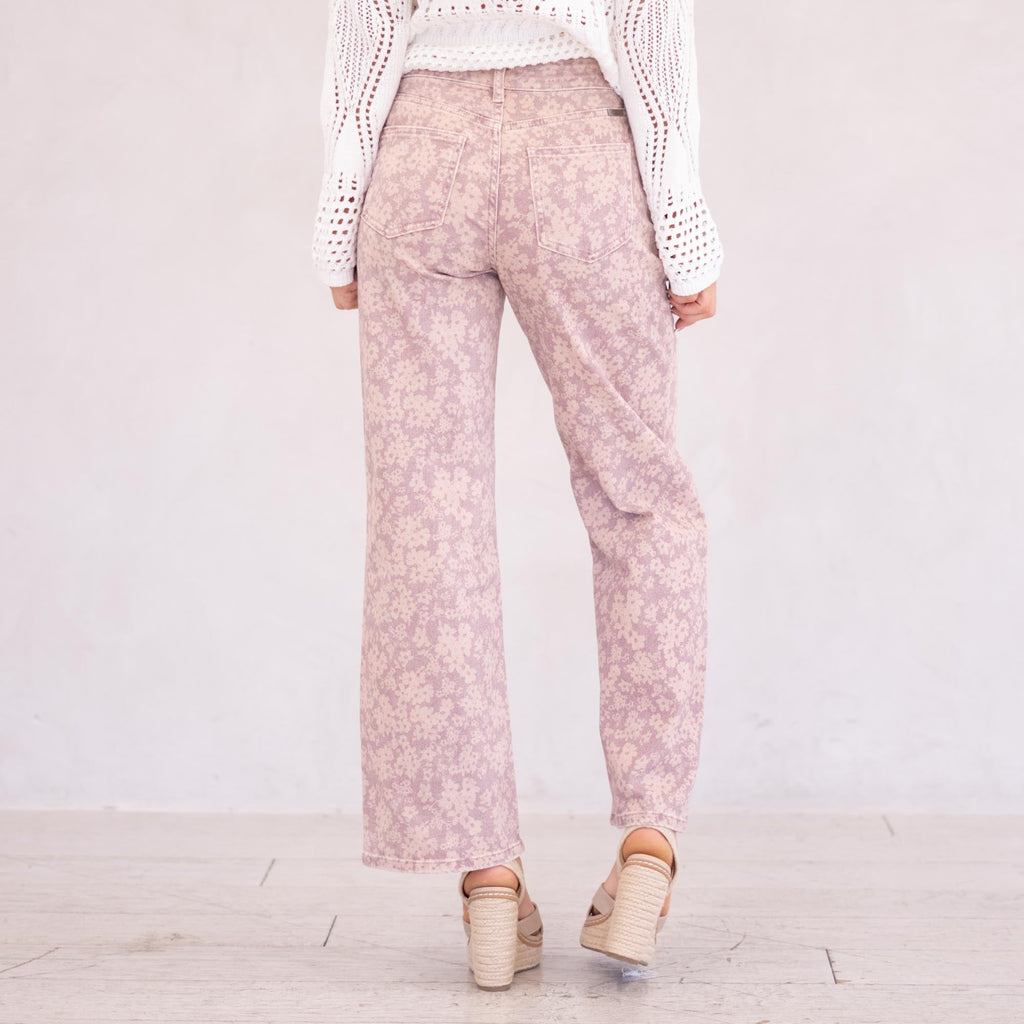 KanCan Roselynn High Rise Wide Leg Dusty Rose