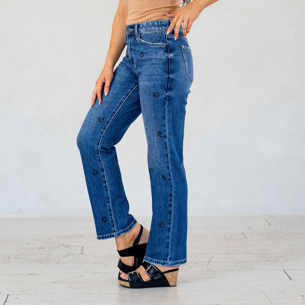 KanCan Renata High Rise Straight Jeans Dark Blue Wash