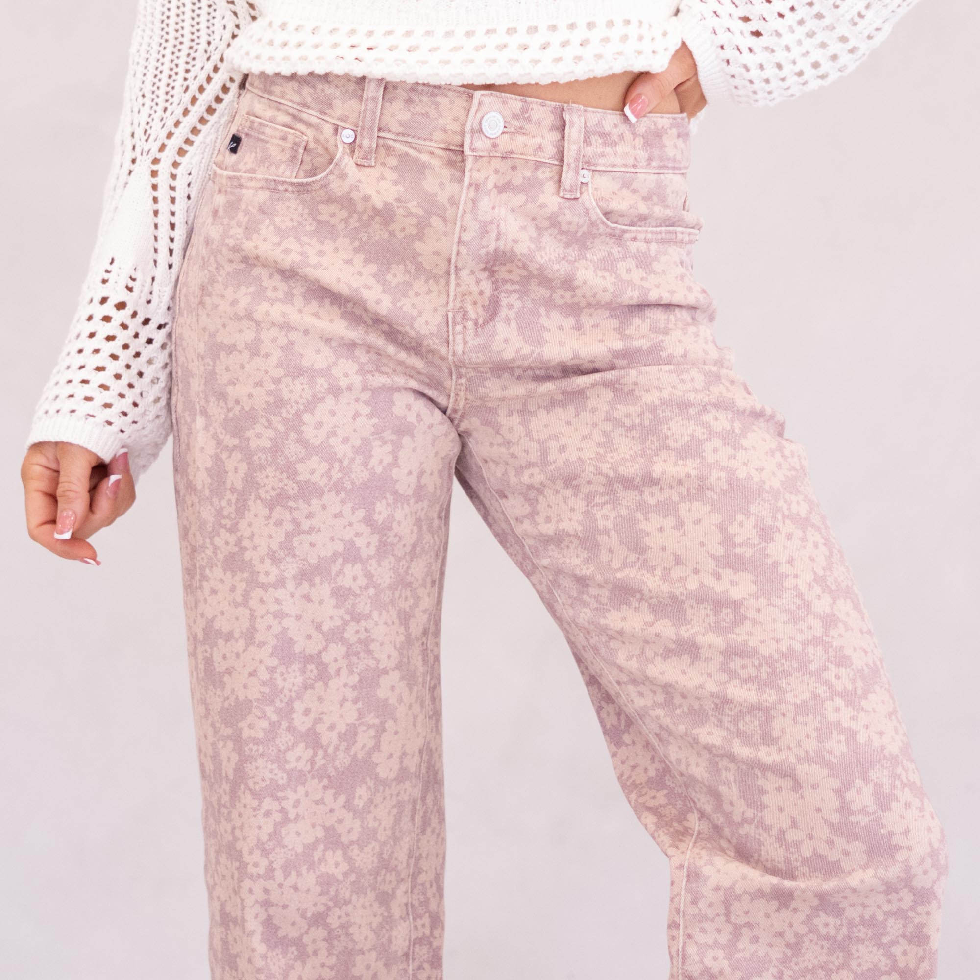 KanCan Roselynn High Rise Wide Leg Dusty Rose