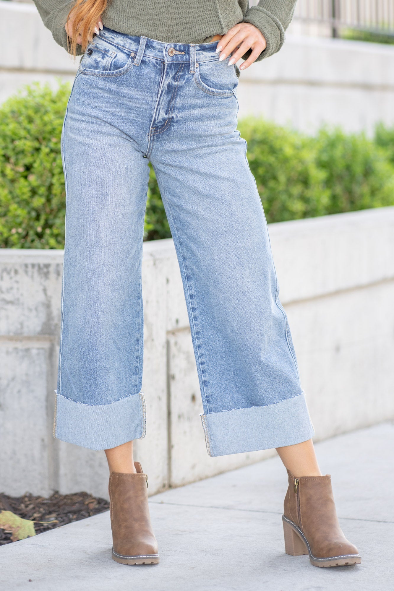 Kolbie High Rise Cuffed Wide Leg Jeans Regular & Plus Sizes