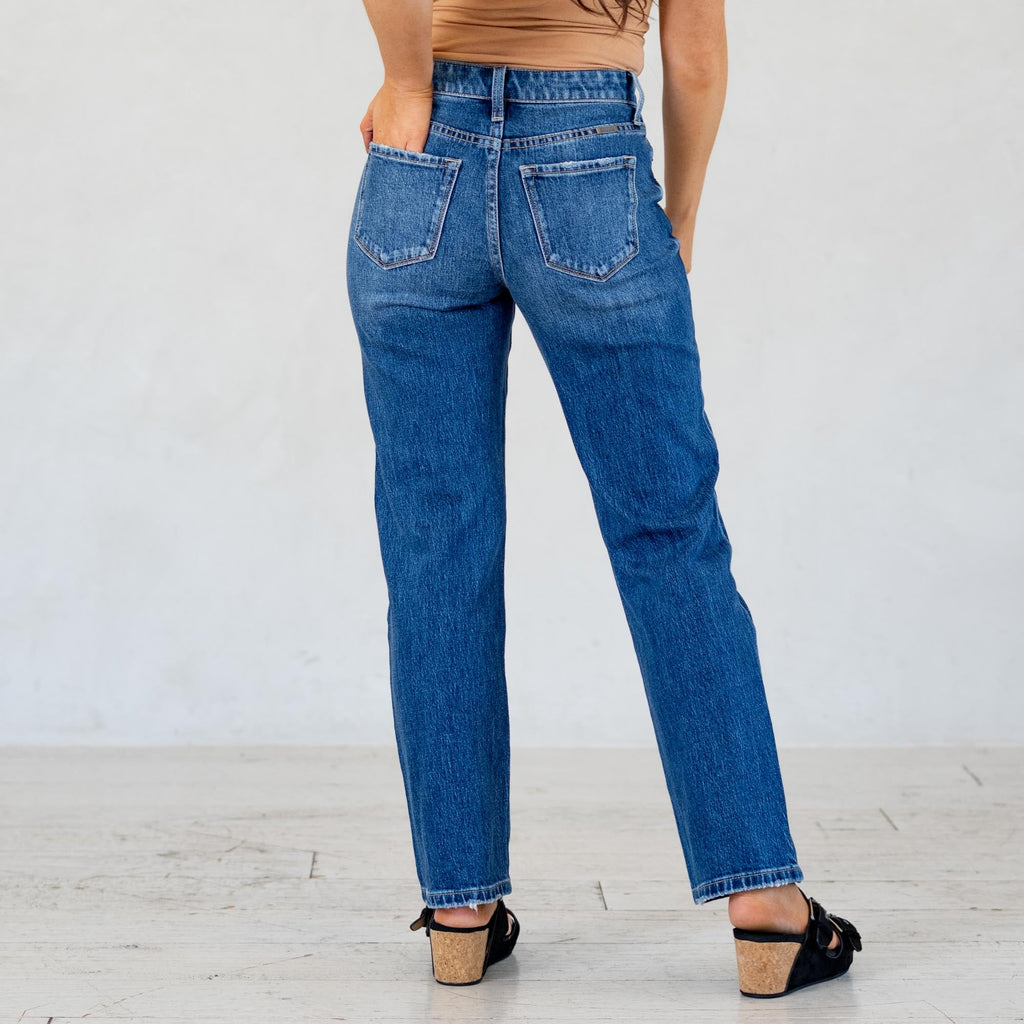 KanCan Renata High Rise Straight Jeans Dark Blue Wash