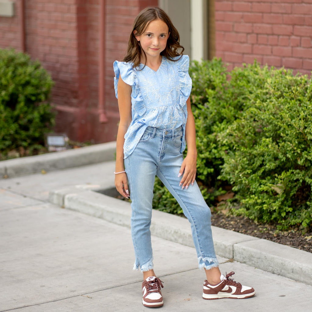 Kids Summer High Rise Ankle Skinny Jeans
