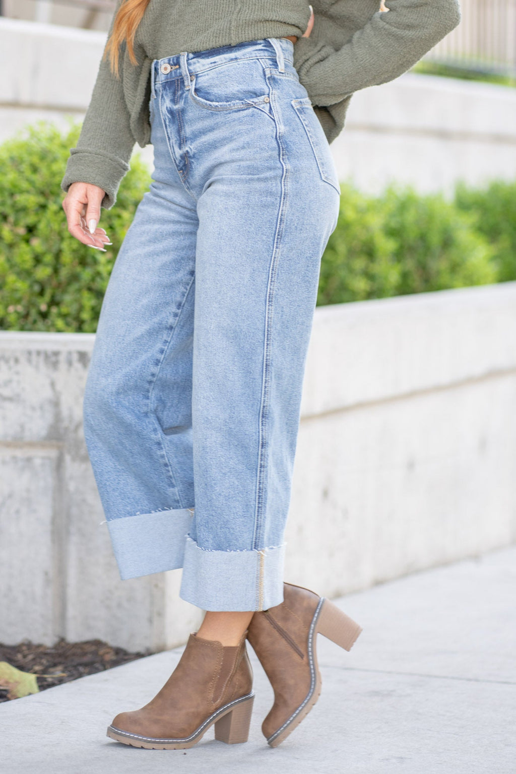 Kolbie High Rise Cuffed Wide Leg Jeans Regular & Plus Sizes