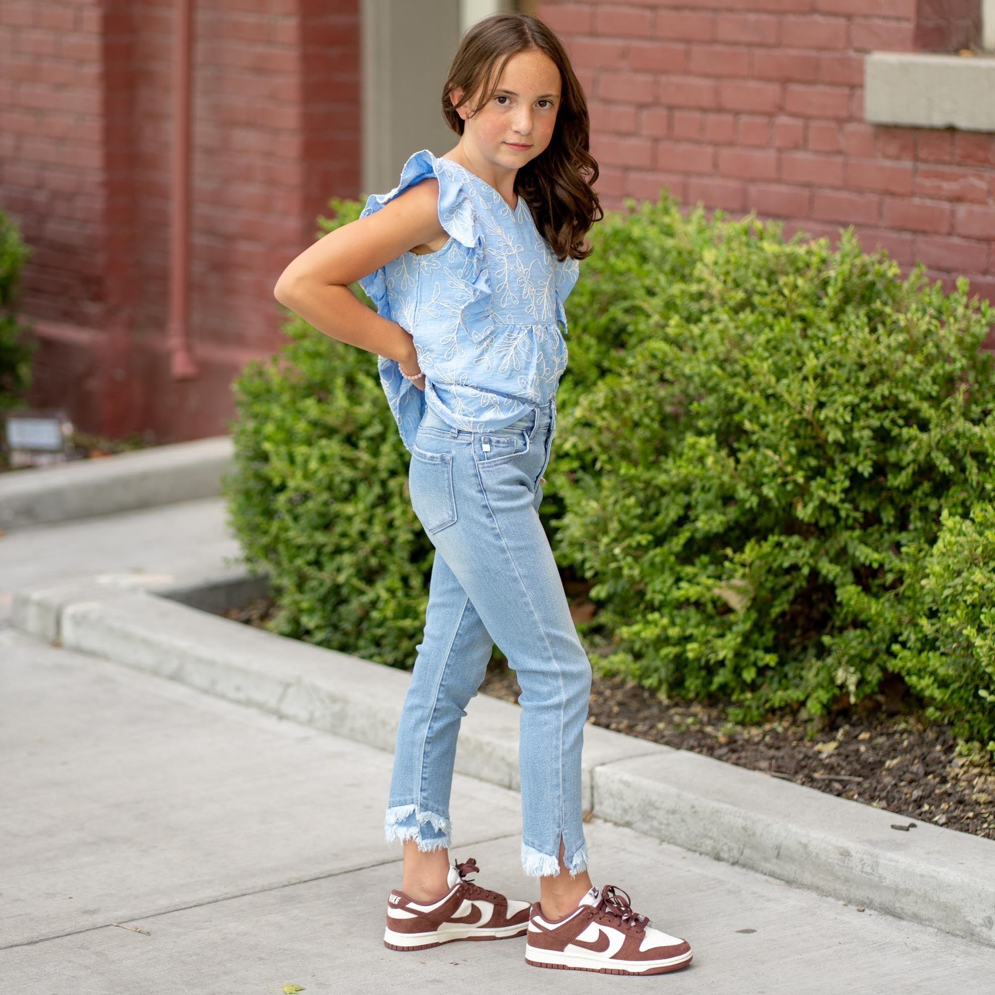 Kids Summer High Rise Ankle Skinny Jeans