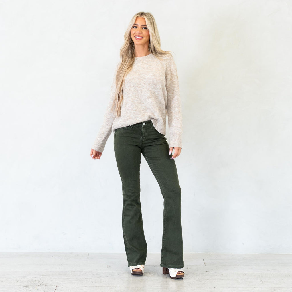 KanCan Olive High Rise Flare Jeans