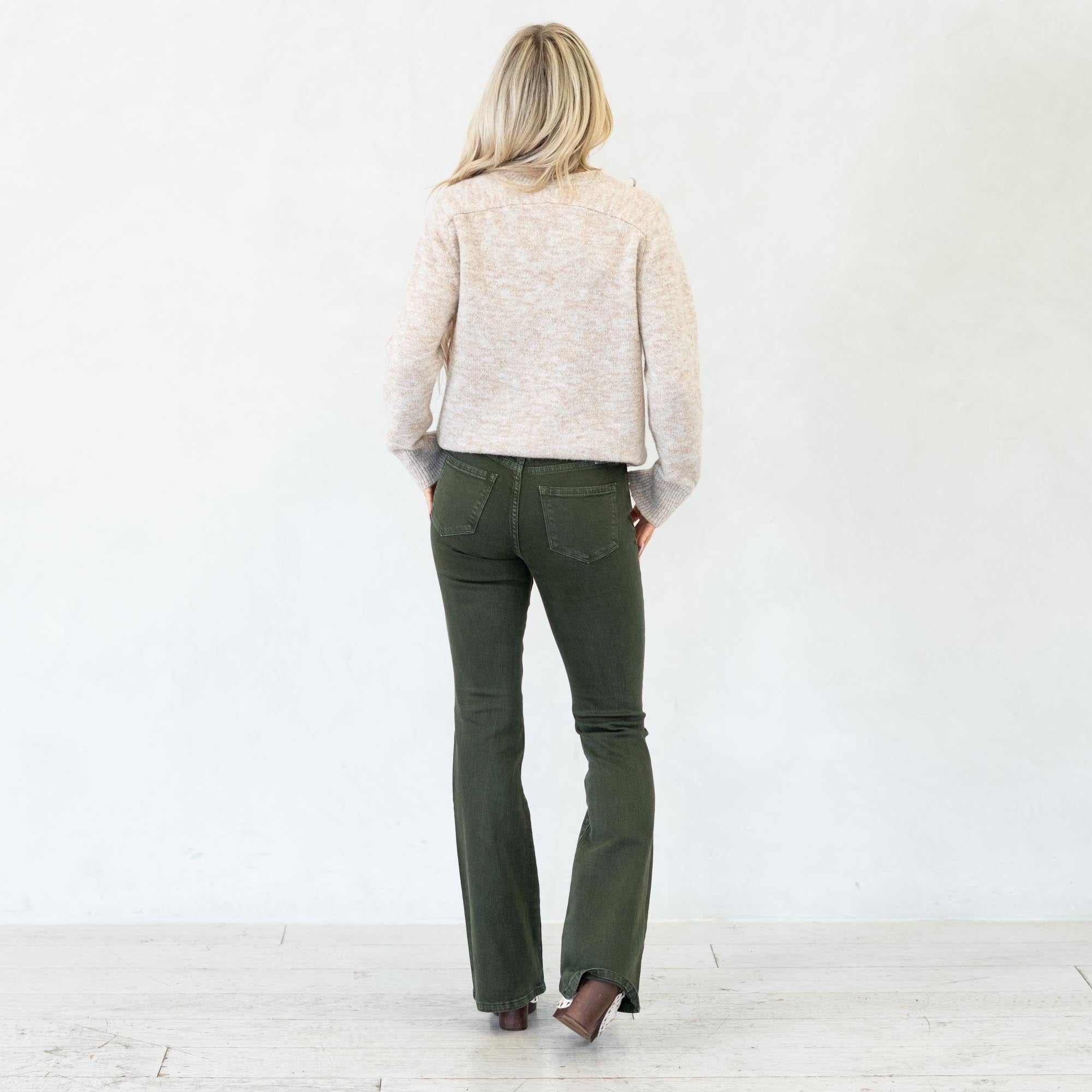 KanCan Olive High Rise Flare Jeans