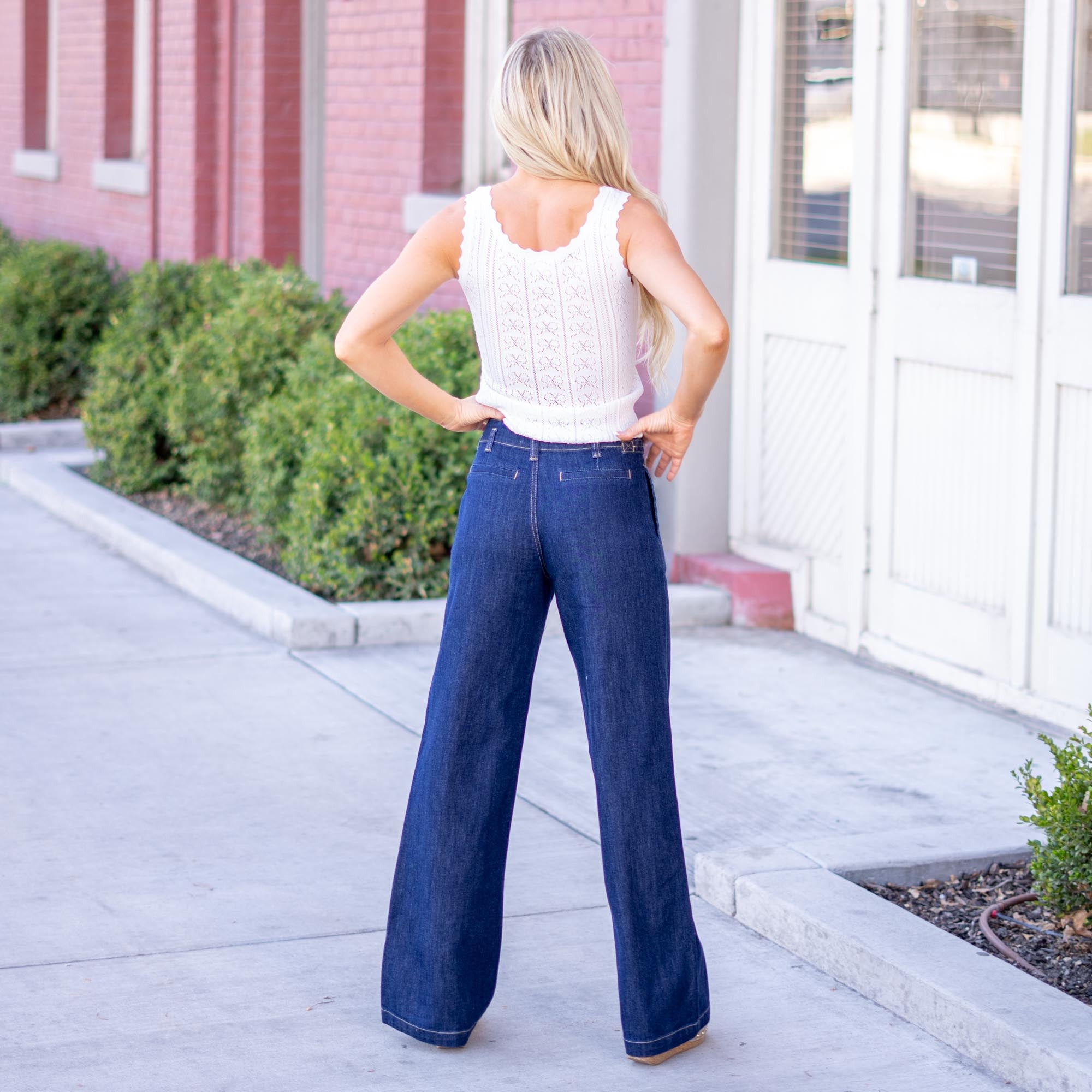 KanCan Niveah High Rise Wide Dark Blue Wash