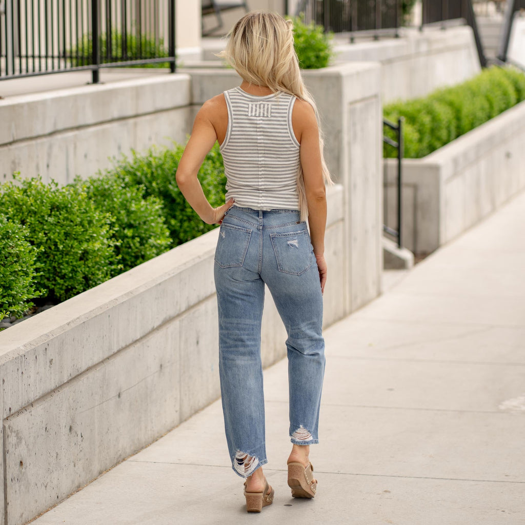 KanCan Wrene Ultra High Rise 90's Boyfriend Medium Blue Wash