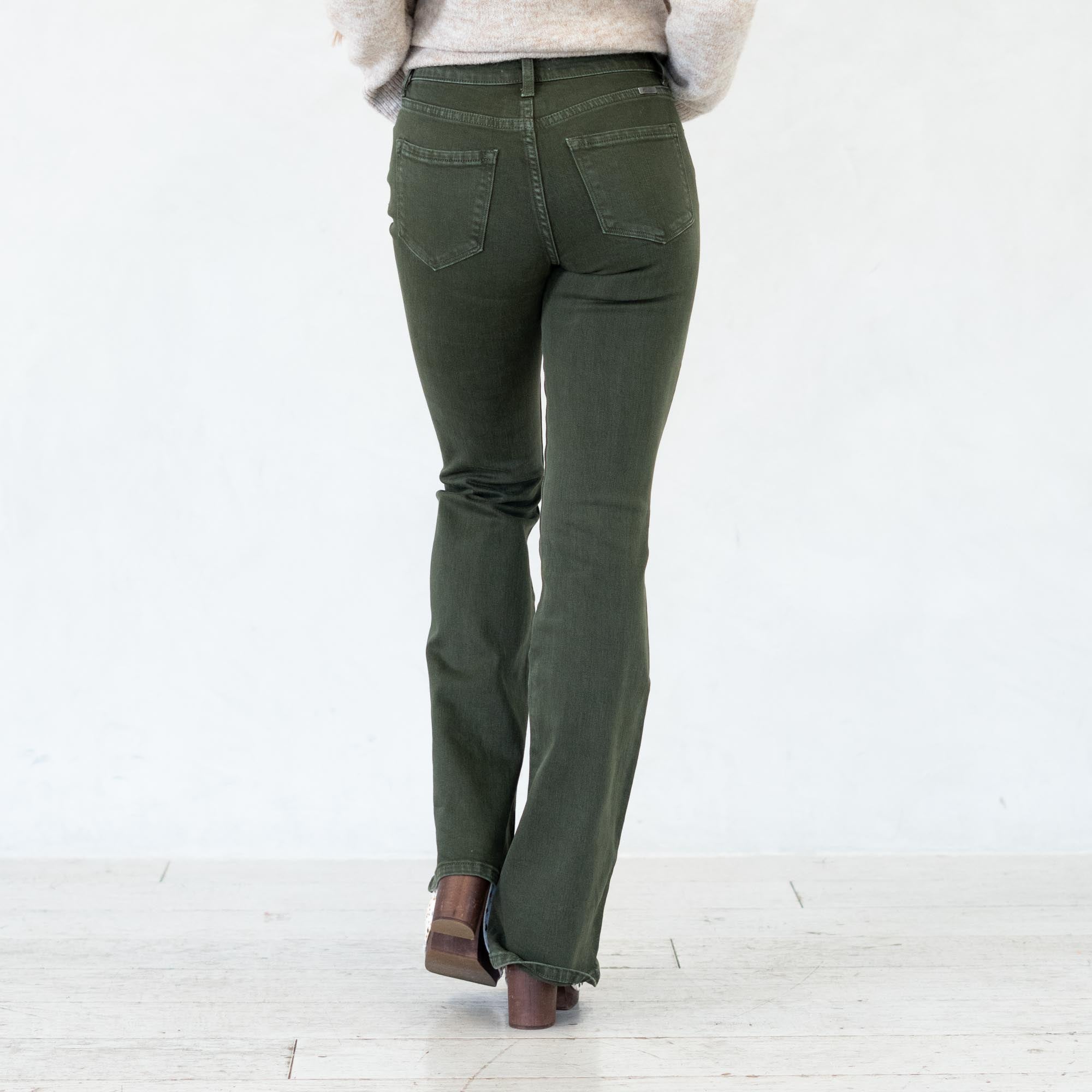 KanCan Olive High Rise Flare Jeans
