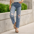 KanCan Wrene Ultra High Rise 90's Boyfriend Medium Blue Wash
