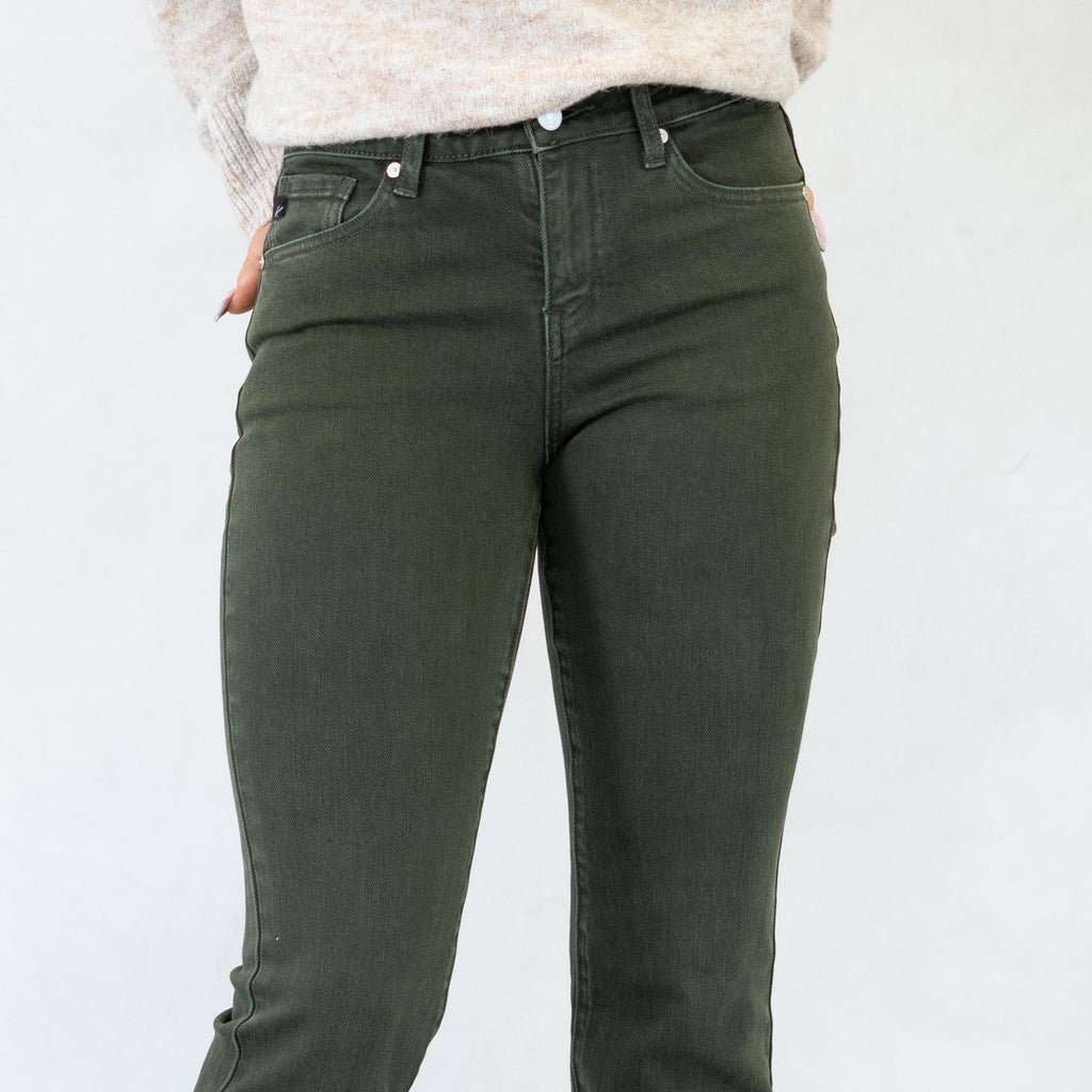KanCan Olive High Rise Flare Jeans