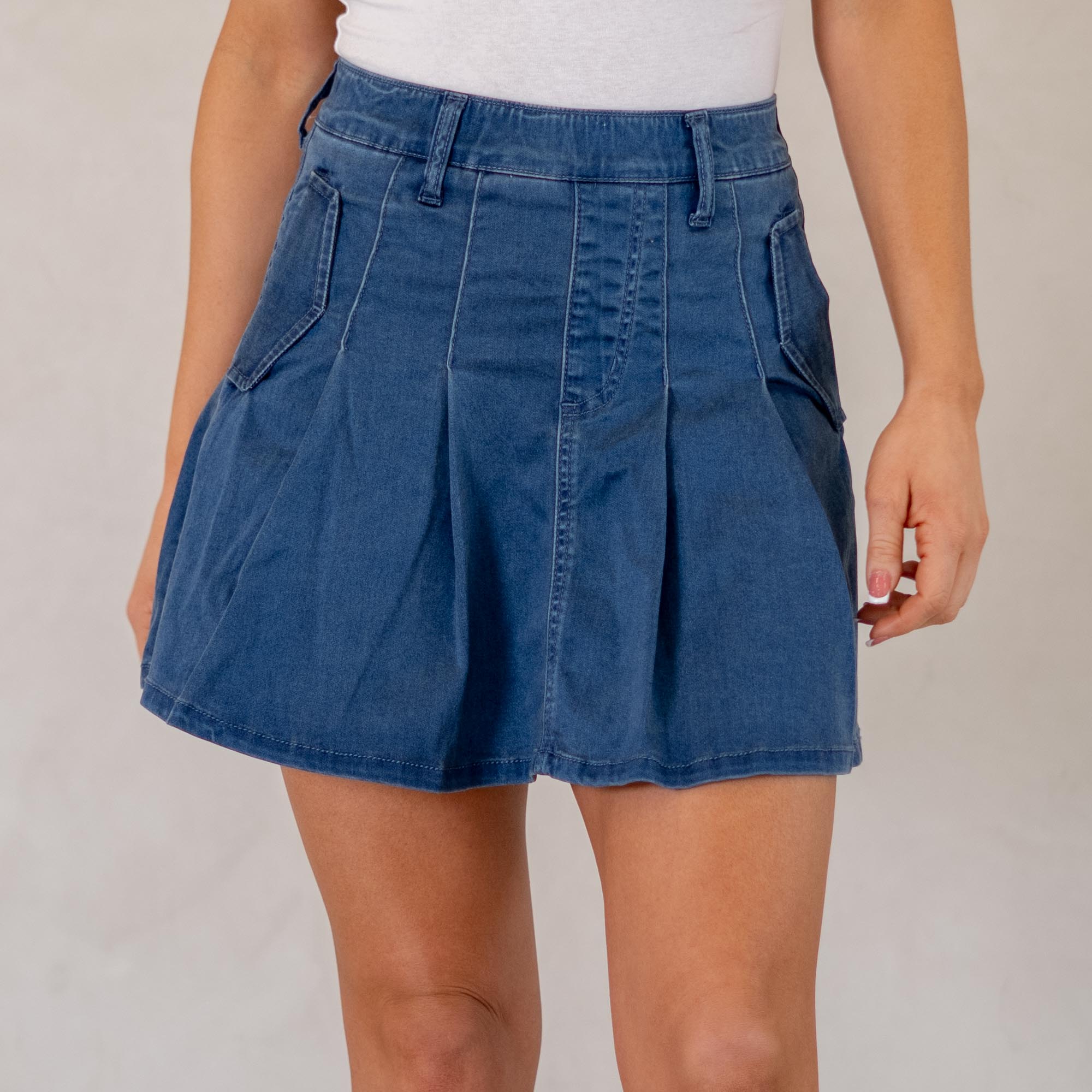 KanCan Sandy High Rise Pleated Mini Skort