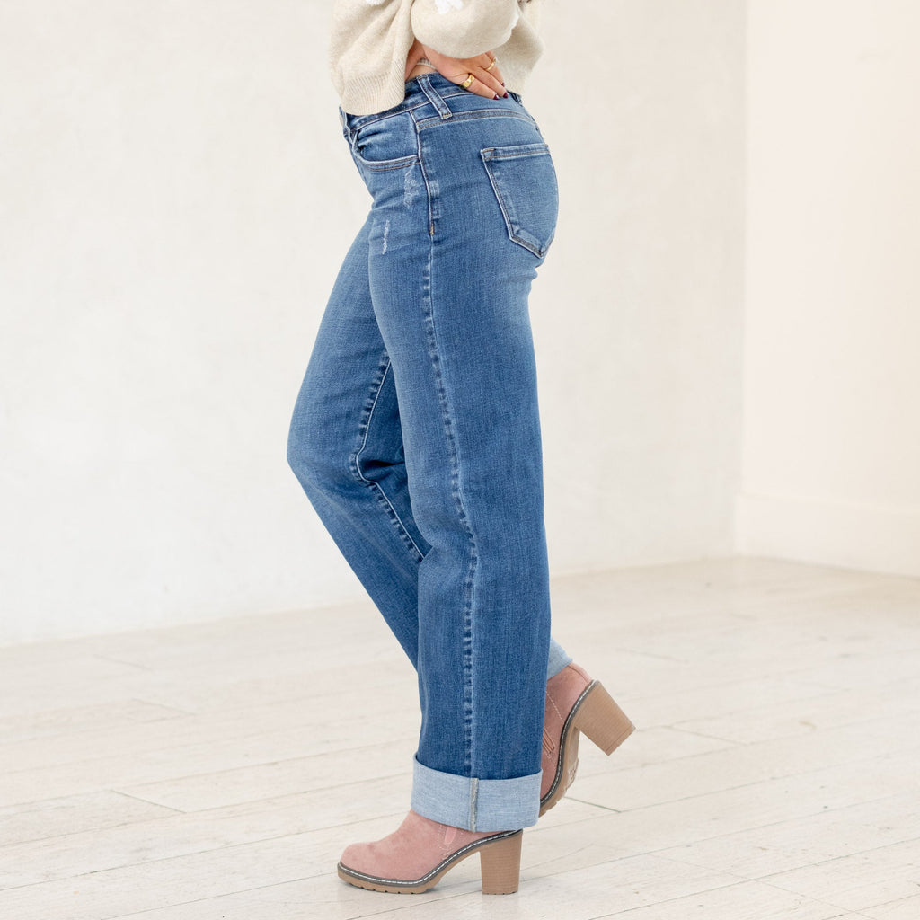 KanCan Ivanna High Rise Wide Leg Jeans Medium Blue Wash