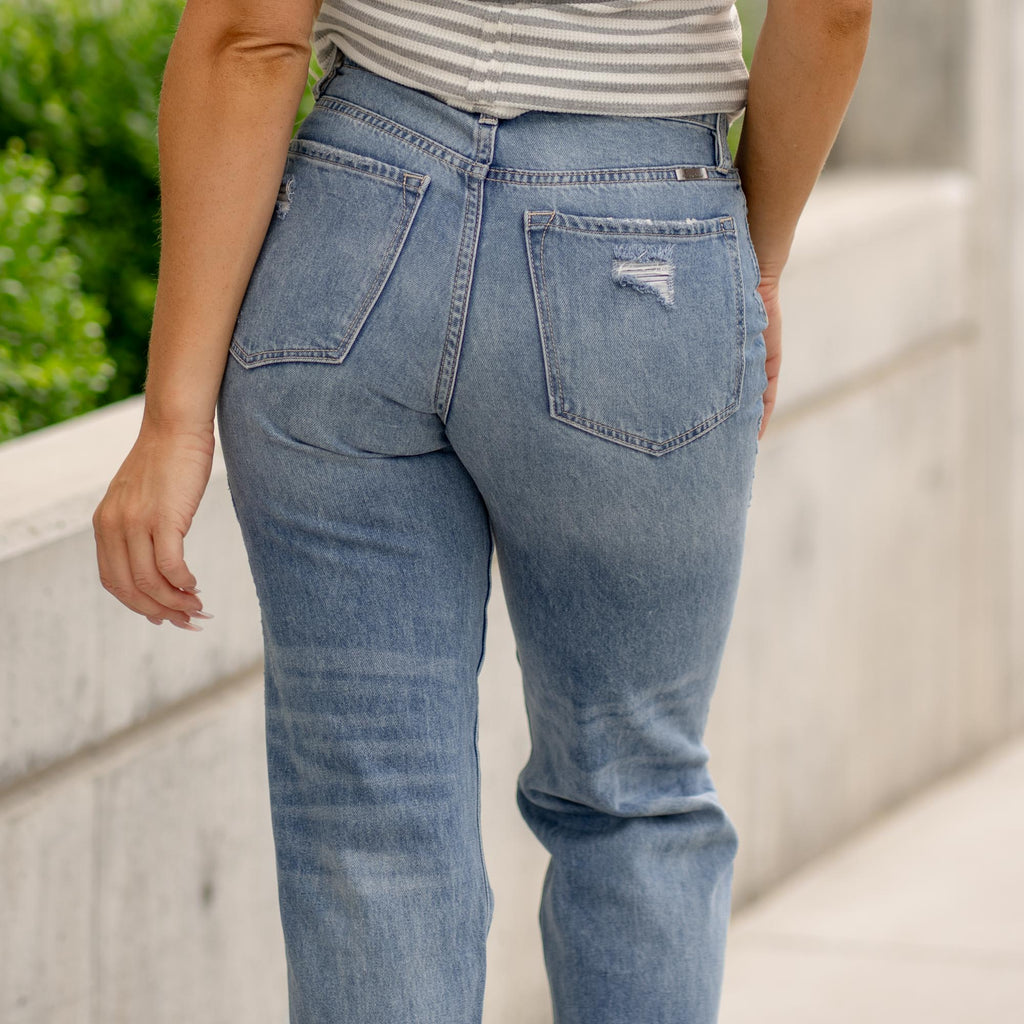 KanCan Wrene Ultra High Rise 90's Boyfriend Medium Blue Wash