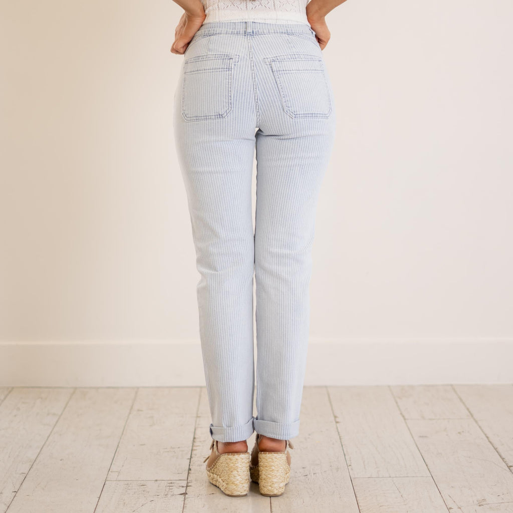 KanCan Genevie High Rise Straight Leg Striped Pant