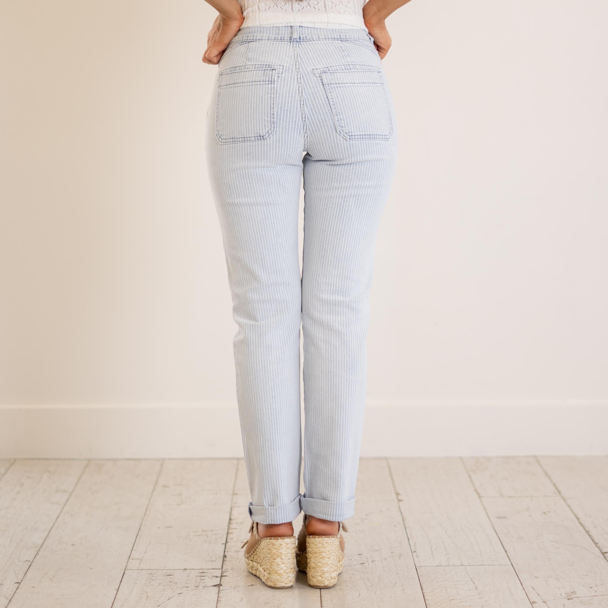 KanCan Genevie High Rise Straight Leg Striped Pant