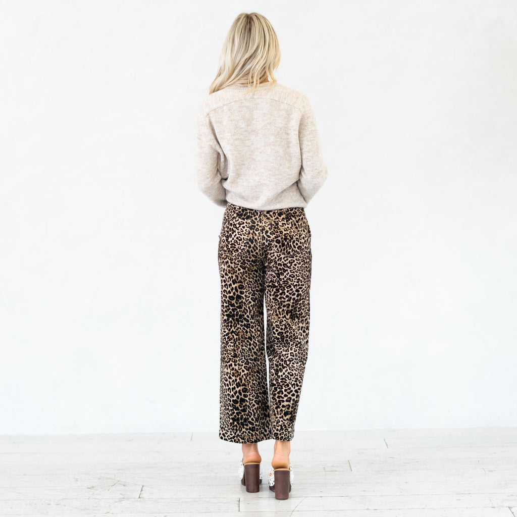 KanCan Tilly Ultra High Rise Leopard Corduroy Wide Leg Pants