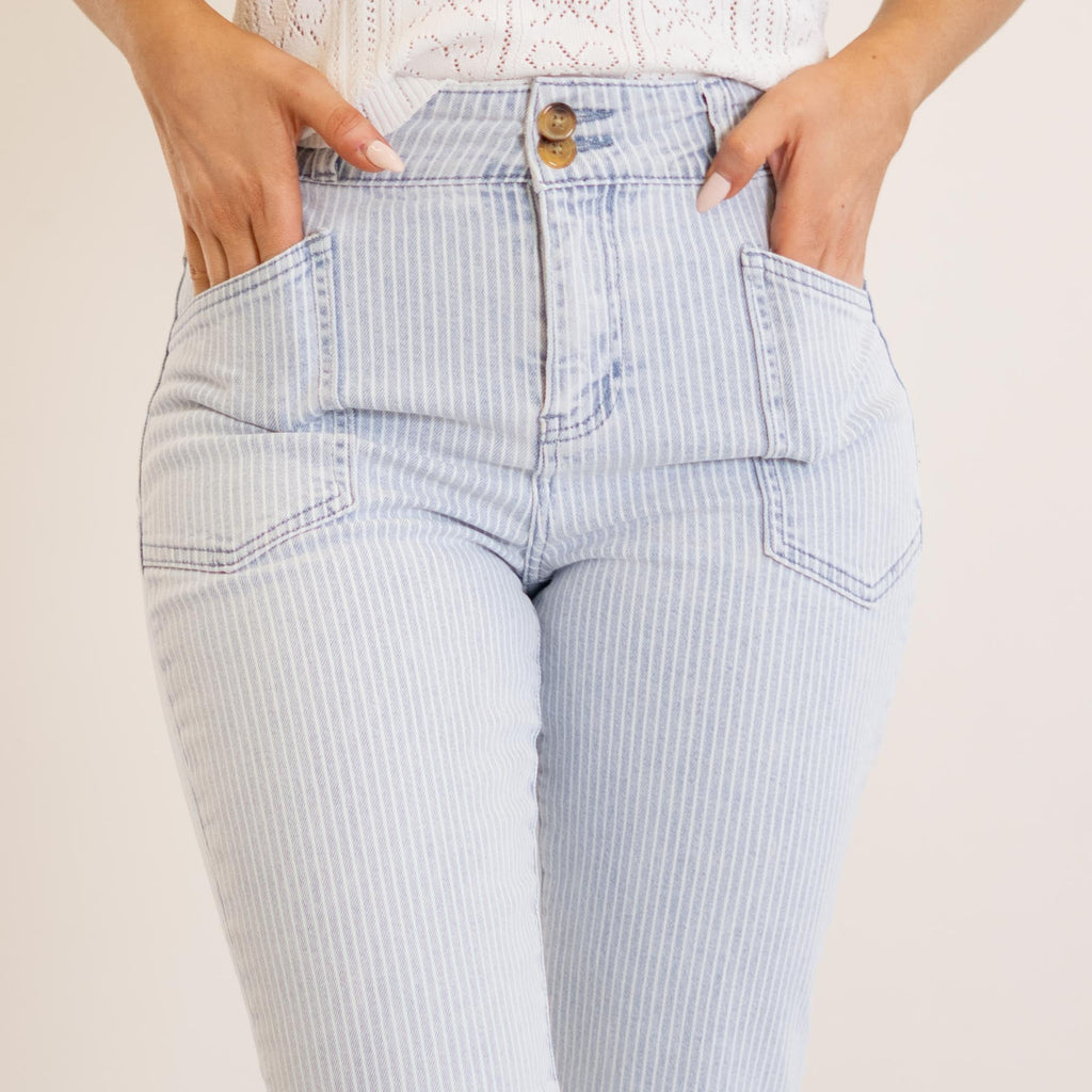 KanCan Genevie High Rise Straight Leg Striped Pant