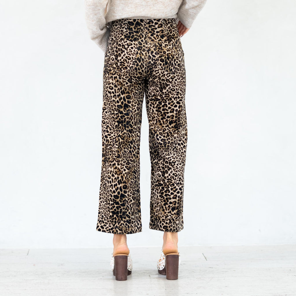KanCan Tilly Ultra High Rise Leopard Corduroy Wide Leg Pants