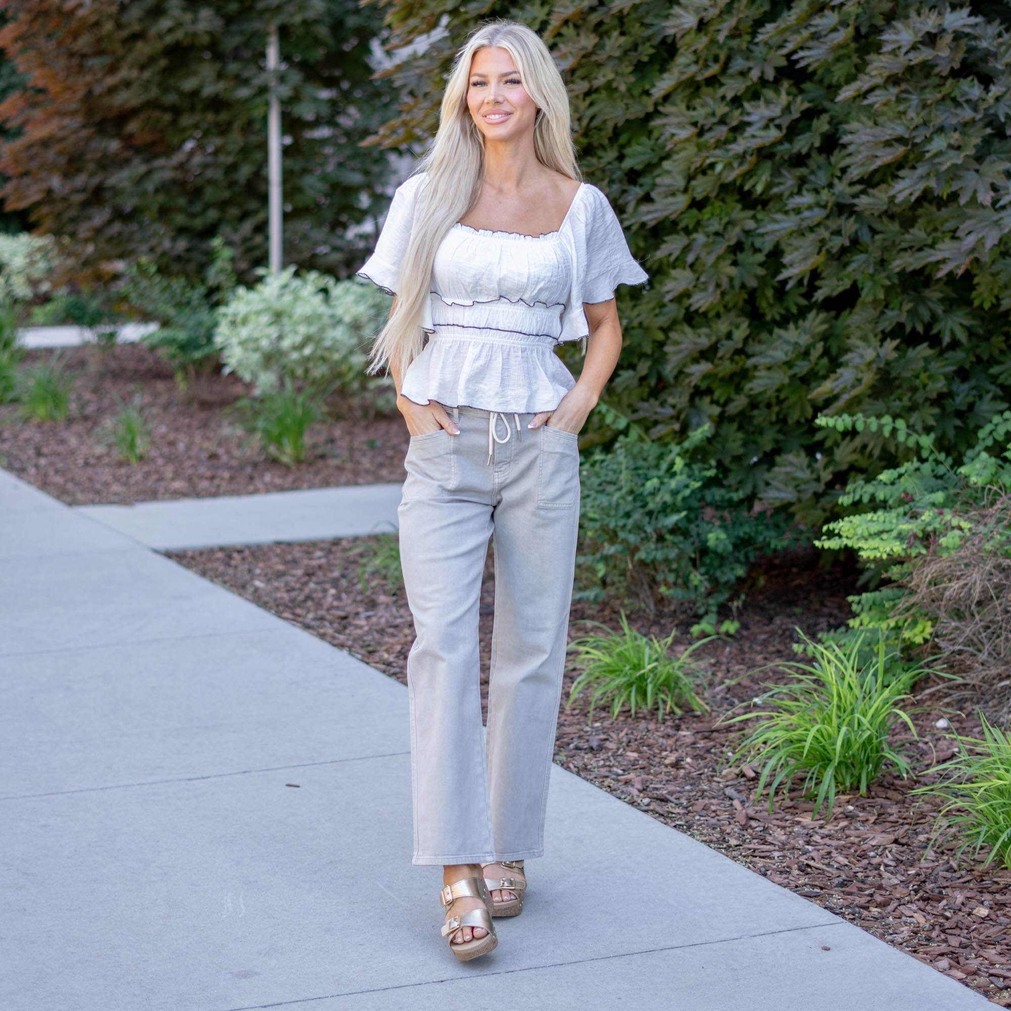 KanCan Low Slung Baggy Jeans with Drawcord Waist