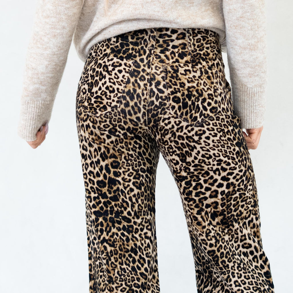 KanCan Tilly Ultra High Rise Leopard Corduroy Wide Leg Pants