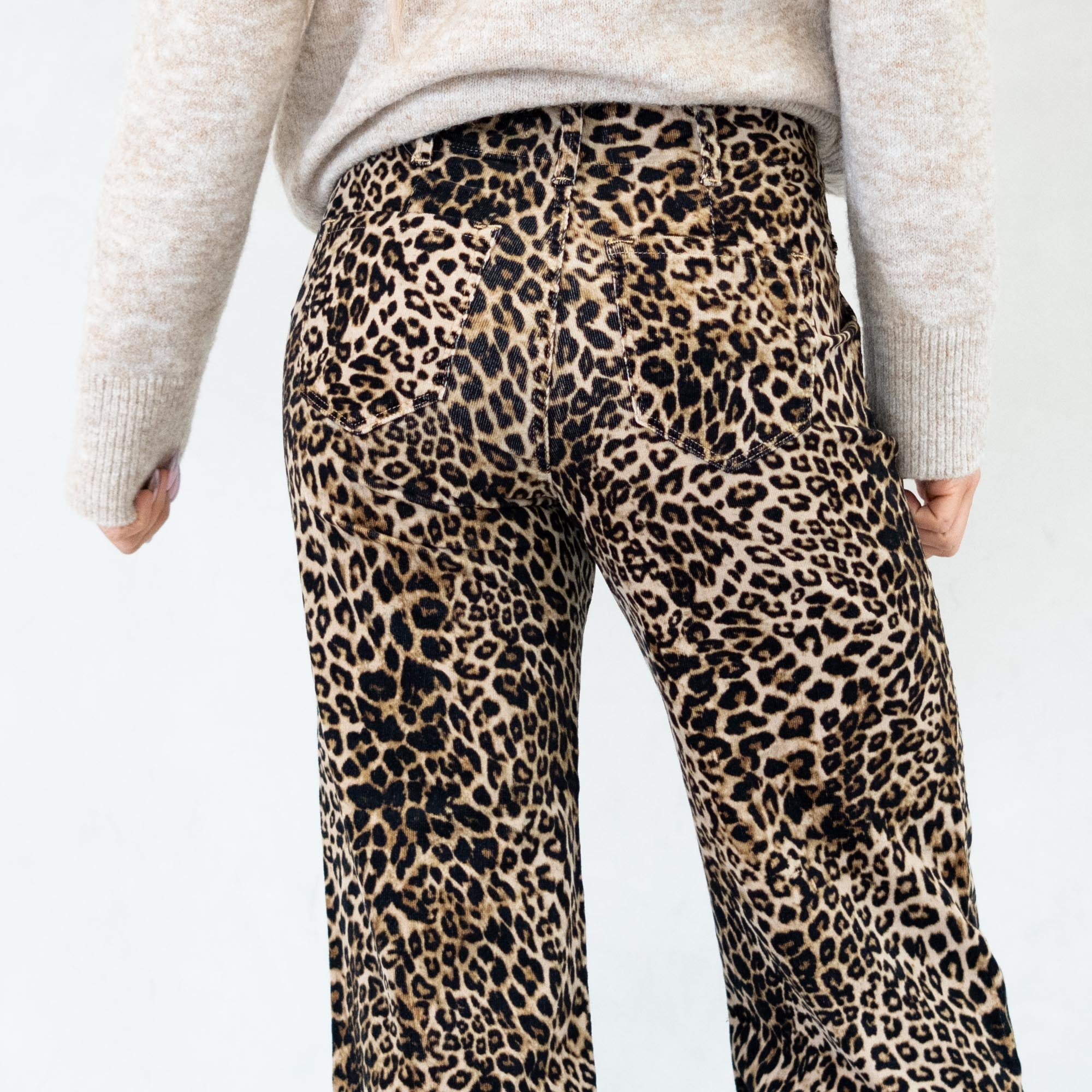 KanCan Tilly Ultra High Rise Leopard Corduroy Wide Leg Pants