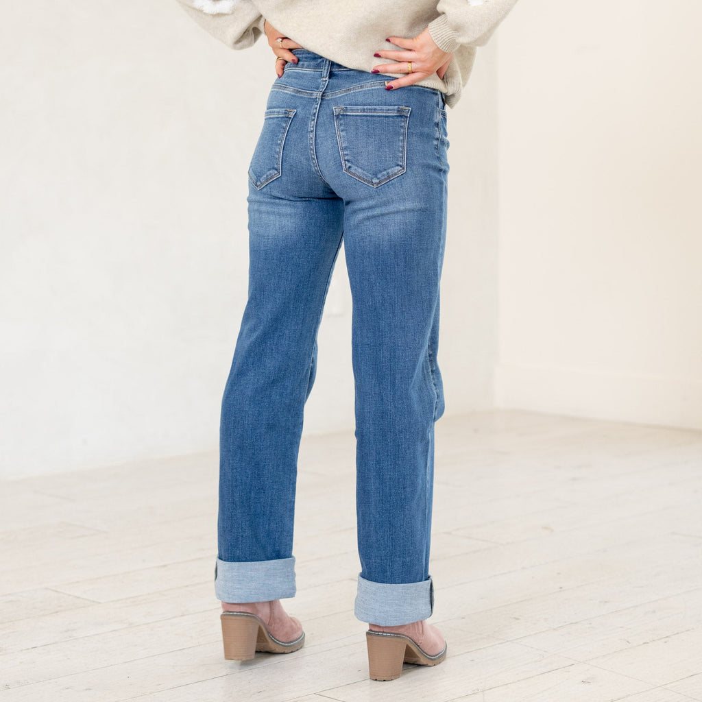 KanCan Ivanna High Rise Wide Leg Jeans Medium Blue Wash