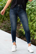 KanCan Jeans  Collection: Core Style Color: Dark Wash, 91.9% Cotton 7% Polyester 1.1% Spandex Cut: Ankle Skinny, 27.5" Inseam Rise: High-Rise, 9.5" Front Rise Machine Wash Separately In Cold Water Stitching: Classic Fly: Zipper Style #: KC7274D Contact us for any additional measurements or sizing.
